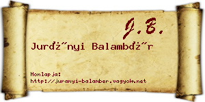 Jurányi Balambér névjegykártya